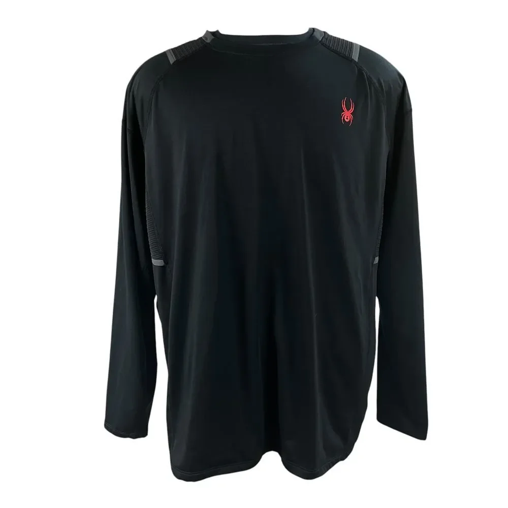 Spyder Active Black Pro Web Long Sleeve Crew Neck Shirt‎ Mens Size XXL